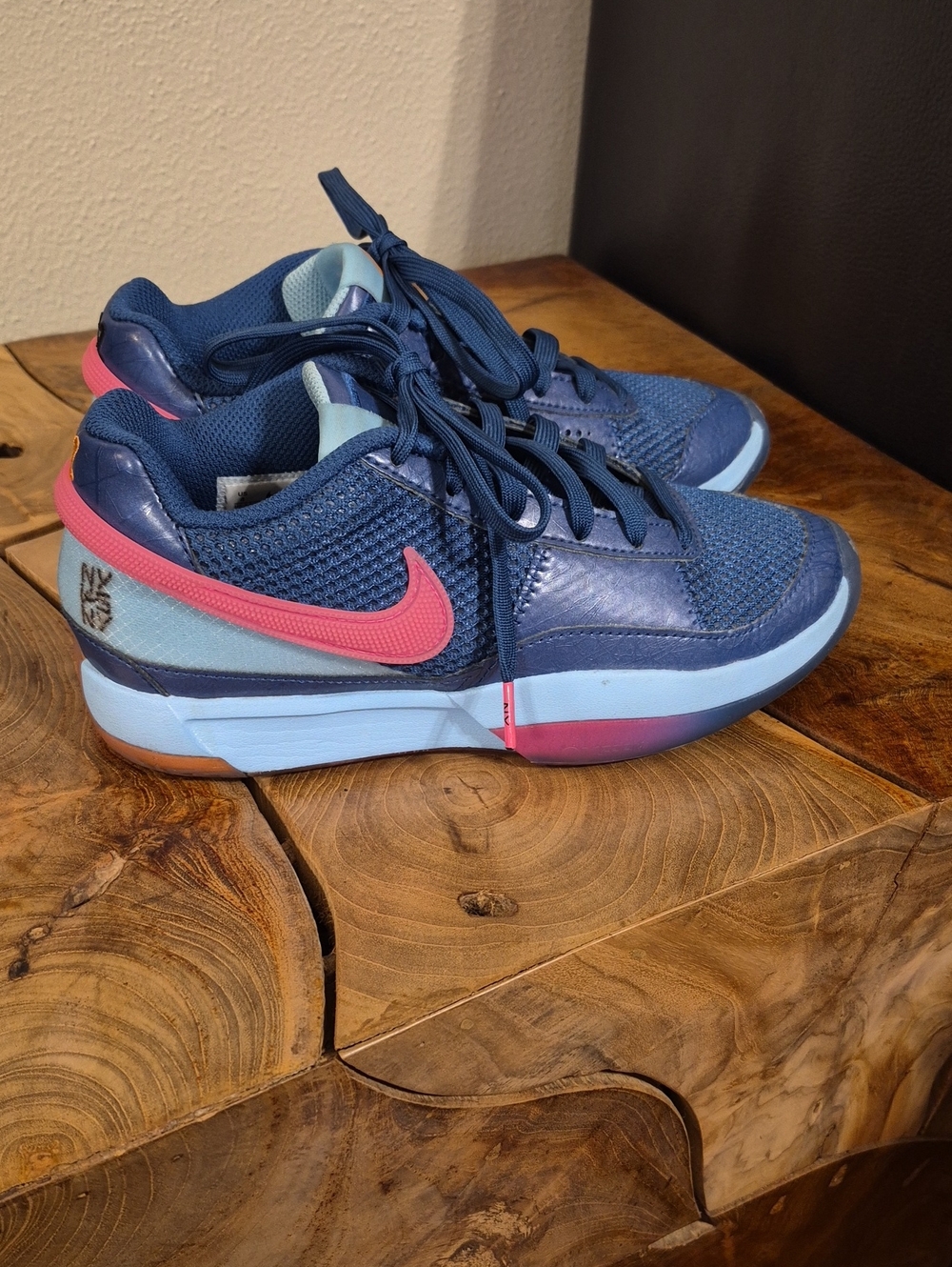 Nike Kid's Ja Morant Navy Blue & Pink Athletic Sneakers